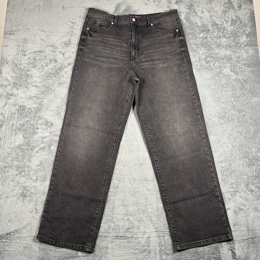 Gloria Vanderbilt Jeans Womens 14 Gray Whisker Denim Relaxed Fit Straight Leg